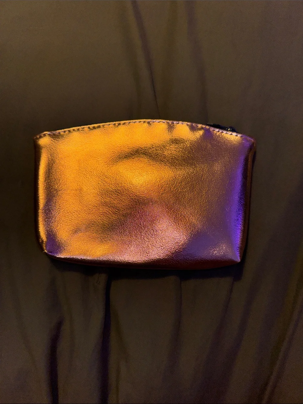 ipsy Iridescent Rose Gold Zip Pouch with Star Zipper.